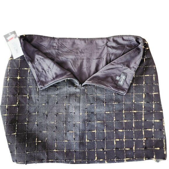 Tahari ASL Tweed Black/Gold Metallic Minimalist Cocktail Pencil Skirt Sz. 14 NWT - Picture 6 of 9